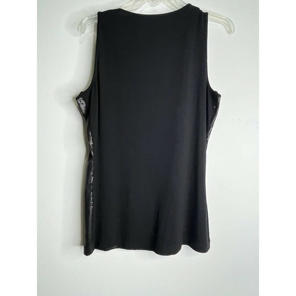 CACHE Black Large Sleeveless Tank Tunic Top Stretchy Shiny Casual - Picture 4 of 8